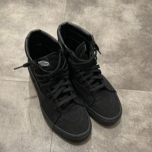 All black Vans Sk8 Hi-Tops - 9.5